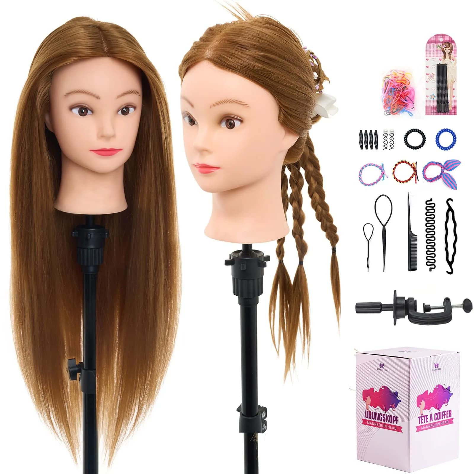 Neverland Beauty & Health Mannequin Head with 80% Human Hair 28 Inch | Salon & Training Head for Hairdresser