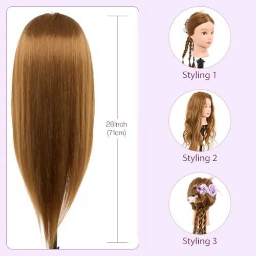 Neverland Beauty & Health Mannequin Head with 80% Human Hair 28 Inch | Salon & Training Head for Hairdresser thumbnail 5