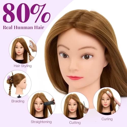 Neverland Beauty & Health Mannequin Head with 80% Human Hair 28 Inch | Salon & Training Head for Hairdresser thumbnail 2