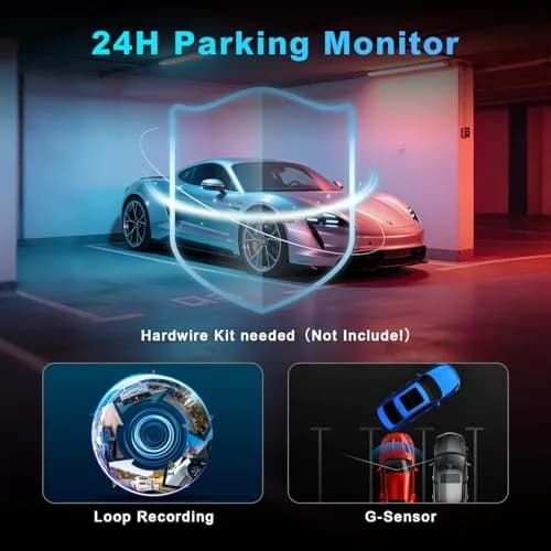 BOOGIIO 4K Dual Dash Cam with 64GB SD Card | 170° Wide Angle, Night Vision, WiFi, G-Sensor, 3" IPS Screen thumbnail 2