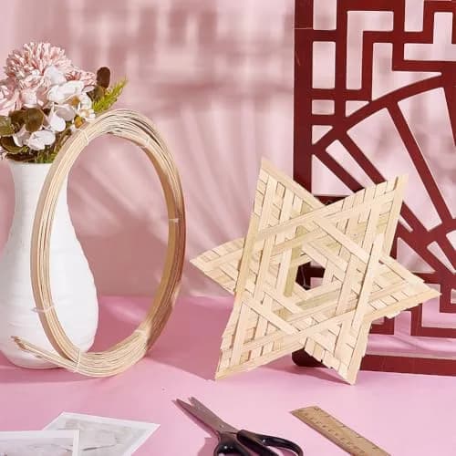 NBEADS Bamboo Strips for Weaving 8mm Wide (32.8 Yards Total) | Natural Wicker Rattan Webbing for DIY Basket Making & Furniture Repair thumbnail 4