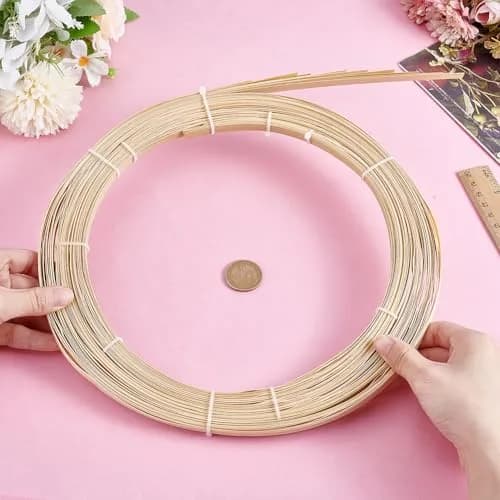 NBEADS Bamboo Strips for Weaving 8mm Wide (32.8 Yards Total) | Natural Wicker Rattan Webbing for DIY Basket Making & Furniture Repair thumbnail 3
