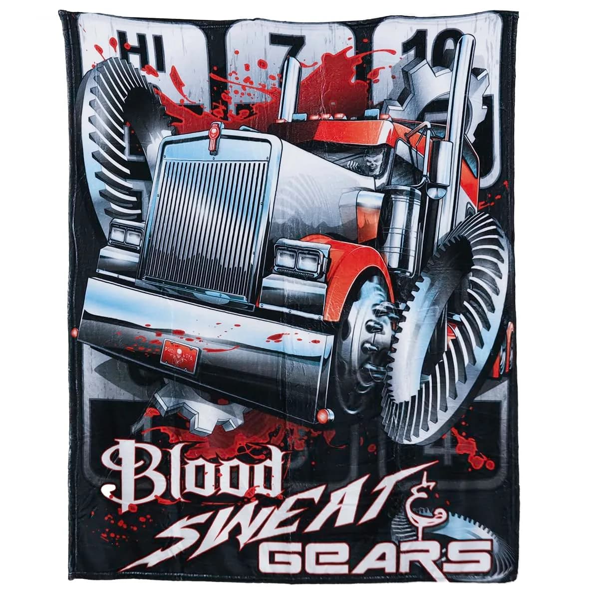 Diesel Life License Blood Sweat & Gears Truck Throw Blanket 50x60 Inches | Rugged Fleece for Truck Enthusiasts