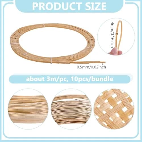 NBEADS Bamboo Strips for Weaving, 4mm Wide Flat Wicker Rattan Webbing 30m (32.8 Yards) | DIY Basket Making Materials thumbnail 2