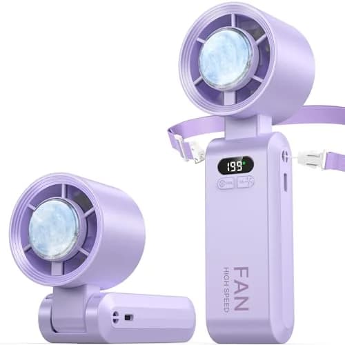 Kimguard Handheld Portable Turbo Fan with Ice Cooler | 20H Runtime, 5500mAh Rechargeable, 20000 RPM, Purple thumbnail 1