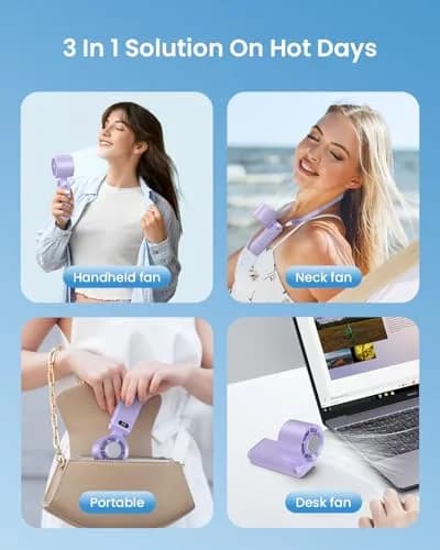 Kimguard Handheld Portable Turbo Fan with Ice Cooler | 20H Runtime, 5500mAh Rechargeable, 20000 RPM, Purple thumbnail 7