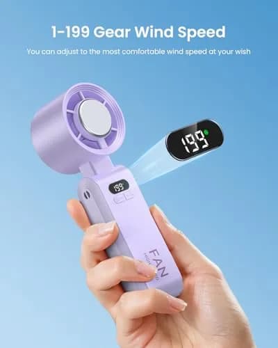 Kimguard Handheld Portable Turbo Fan with Ice Cooler | 20H Runtime, 5500mAh Rechargeable, 20000 RPM, Purple thumbnail 3