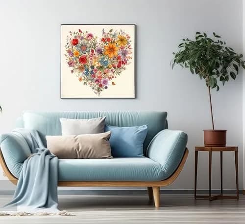 BYGFHLYW 5D Diamond Painting Kits for Adults, Heart Flower Diamond Art Kits 34.8cm x 34.8cm | Full Drill Gem Painting for Home Wall Decor thumbnail 5