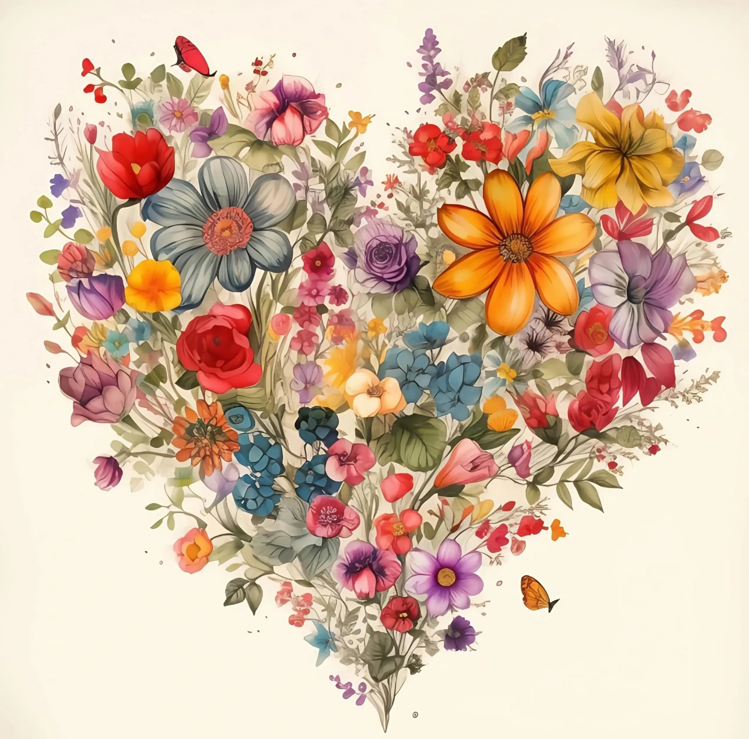 BYGFHLYW 5D Diamond Painting Kits for Adults, Heart Flower Diamond Art Kits 34.8cm x 34.8cm | Full Drill Gem Painting for Home Wall Decor