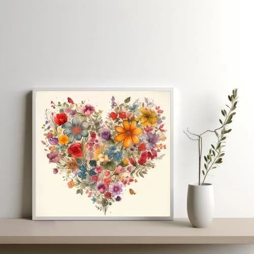 BYGFHLYW 5D Diamond Painting Kits for Adults, Heart Flower Diamond Art Kits 34.8cm x 34.8cm | Full Drill Gem Painting for Home Wall Decor thumbnail 3