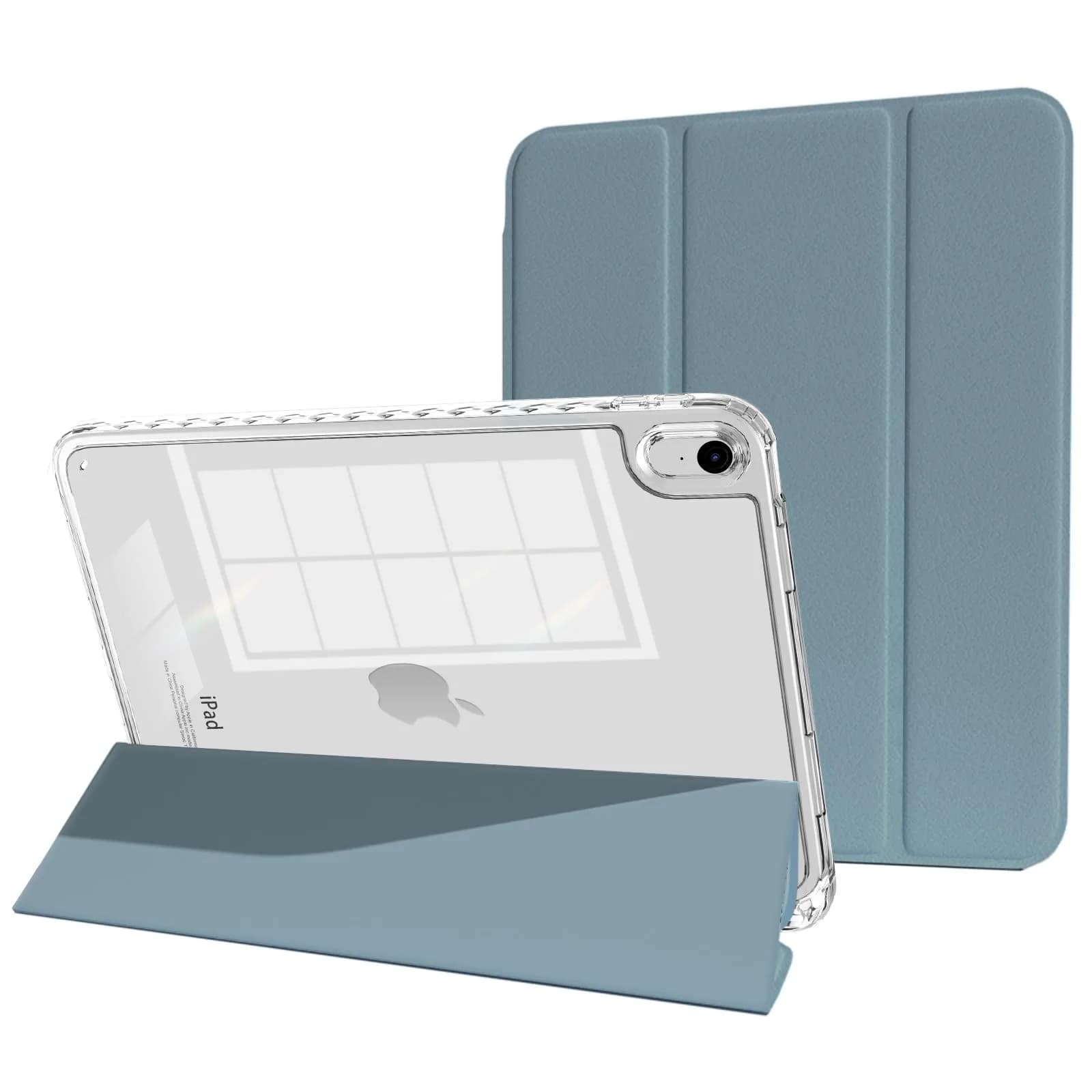 MYGROO Case for iPad A16 11th/10th Gen 2025/2022 | Misty Blue, Auto Wake/Sleep, Tri-Fold Stand — Misty Blue