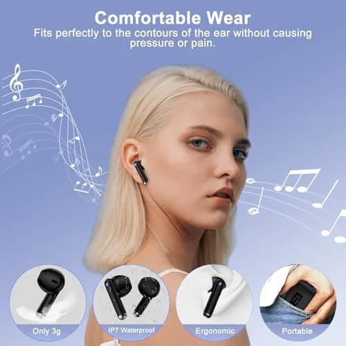 iHoto S49 Wireless Earbuds Bluetooth Headphones 30mAh (0.03Ah) | ENC Noise Cancelling, IP7 Waterproof, 40H Playtime thumbnail 4