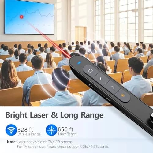 Norwii N27 Bluetooth Presentation Clicker Red | 100m Wireless Range thumbnail 3