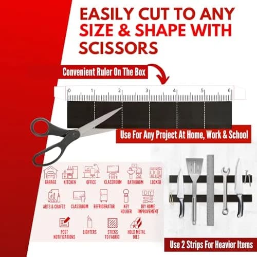 NextClimb Magnetic Tape Strips with Adhesive Backing, 1 inch Wide x 6 inch Long (10 Strips) | Strong Adhesive Magnets for Crafts, Whiteboard, Fridge thumbnail 5
