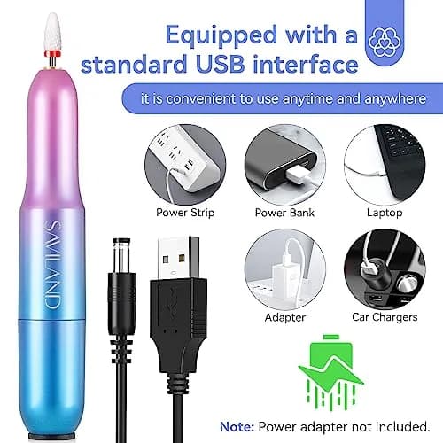SAVILAND Portable Electric Nail Drill 20000 RPM with 7 Bits & 51 Bands | Adjustable Speed for Acrylics & Gels thumbnail 5
