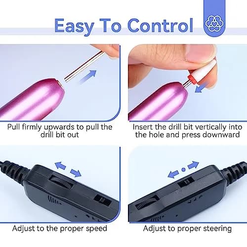 SAVILAND Portable Electric Nail Drill 20000 RPM with 7 Bits & 51 Bands | Adjustable Speed for Acrylics & Gels thumbnail 6