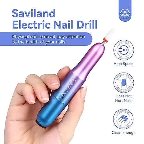 SAVILAND Portable Electric Nail Drill 20000 RPM with 7 Bits & 51 Bands | Adjustable Speed for Acrylics & Gels thumbnail 2
