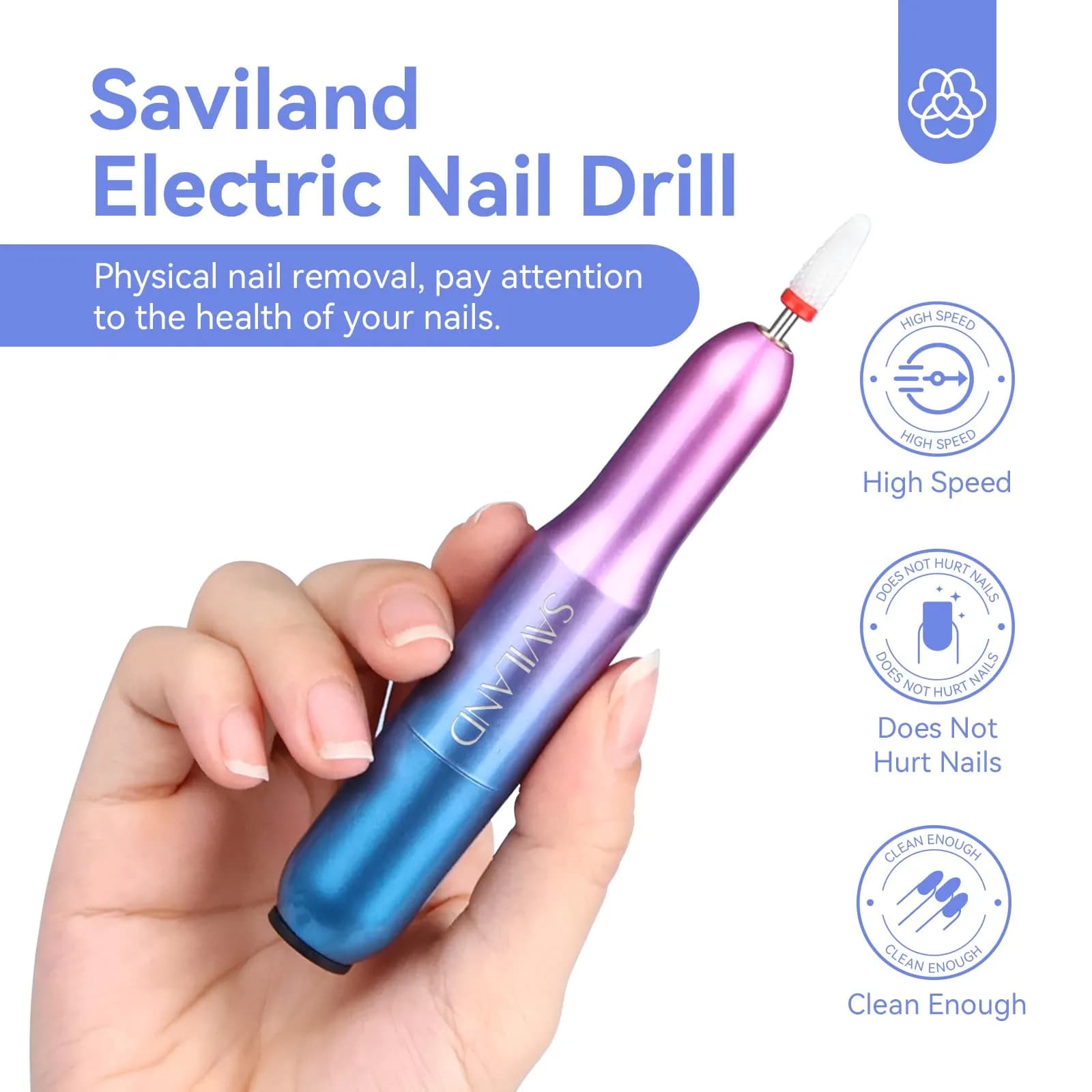 SAVILAND Portable Electric Nail Drill 20000 RPM with 7 Bits & 51 Bands | Adjustable Speed for Acrylics & Gels - view 2