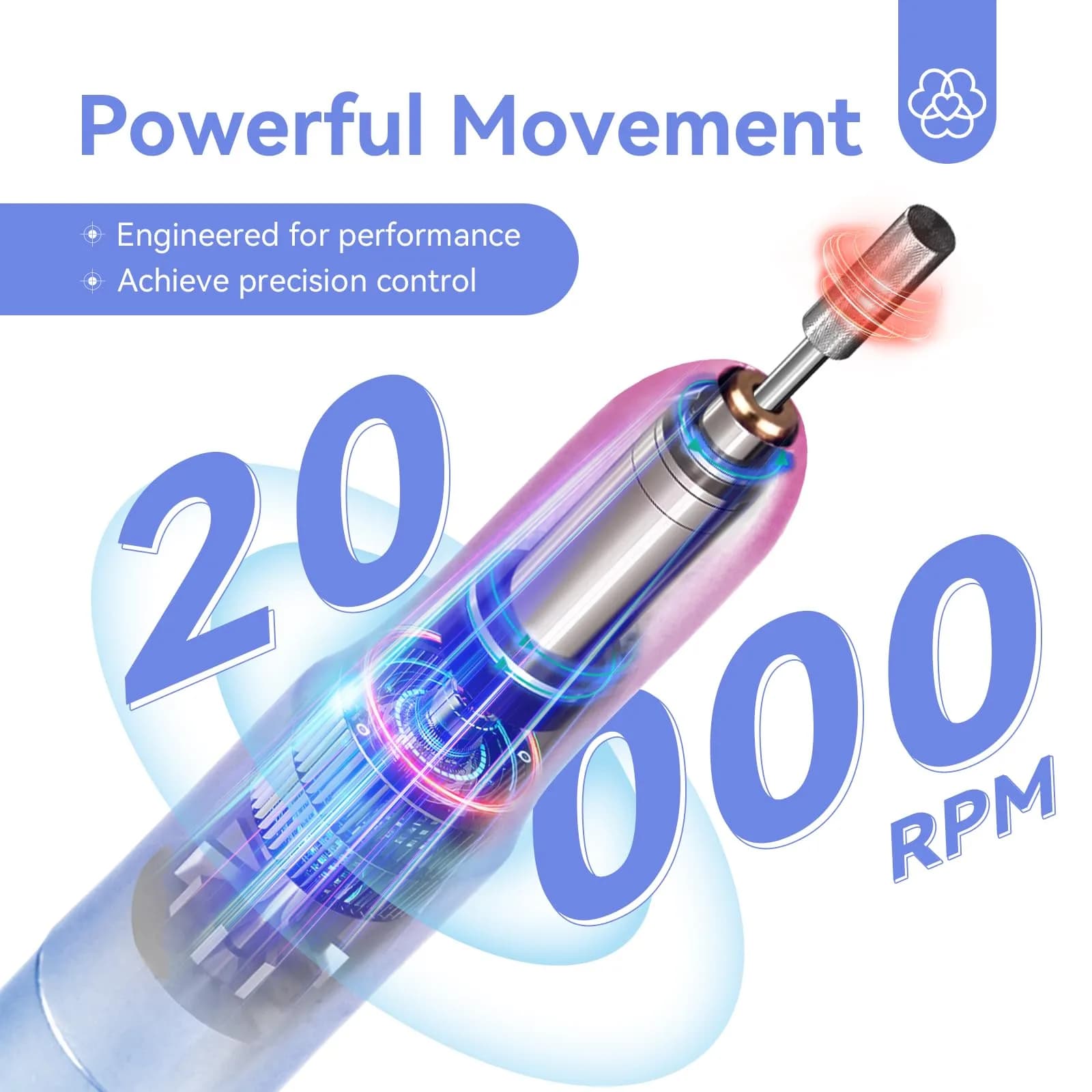 SAVILAND Portable Electric Nail Drill 20000 RPM with 7 Bits & 51 Bands | Adjustable Speed for Acrylics & Gels - view 3