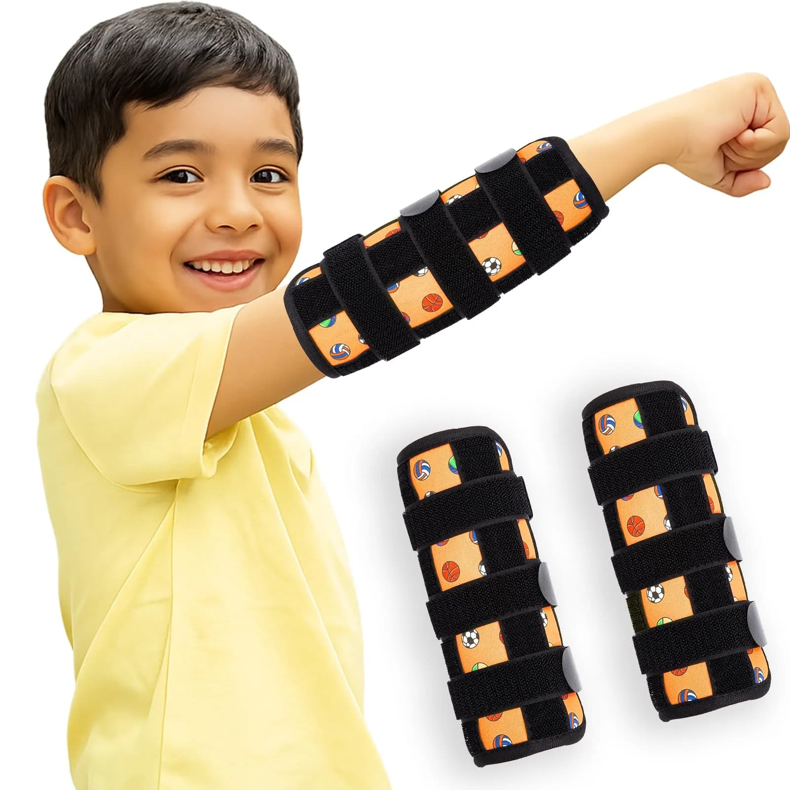 JFHNMLW Dinosaur Elbow Thumb Guard for Thumb Sucking Prevention, 18.3cm (7.2in) x 17.8cm (7in) x 14.7cm (5.8in) — Yellow