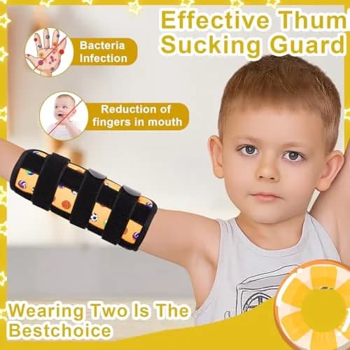 JFHNMLW Yellow Ball Sports Thumb Sucking Deterrent Elbow Guard 17.7cm (7in) | Gentle Habit Breaker for Kids thumbnail 4