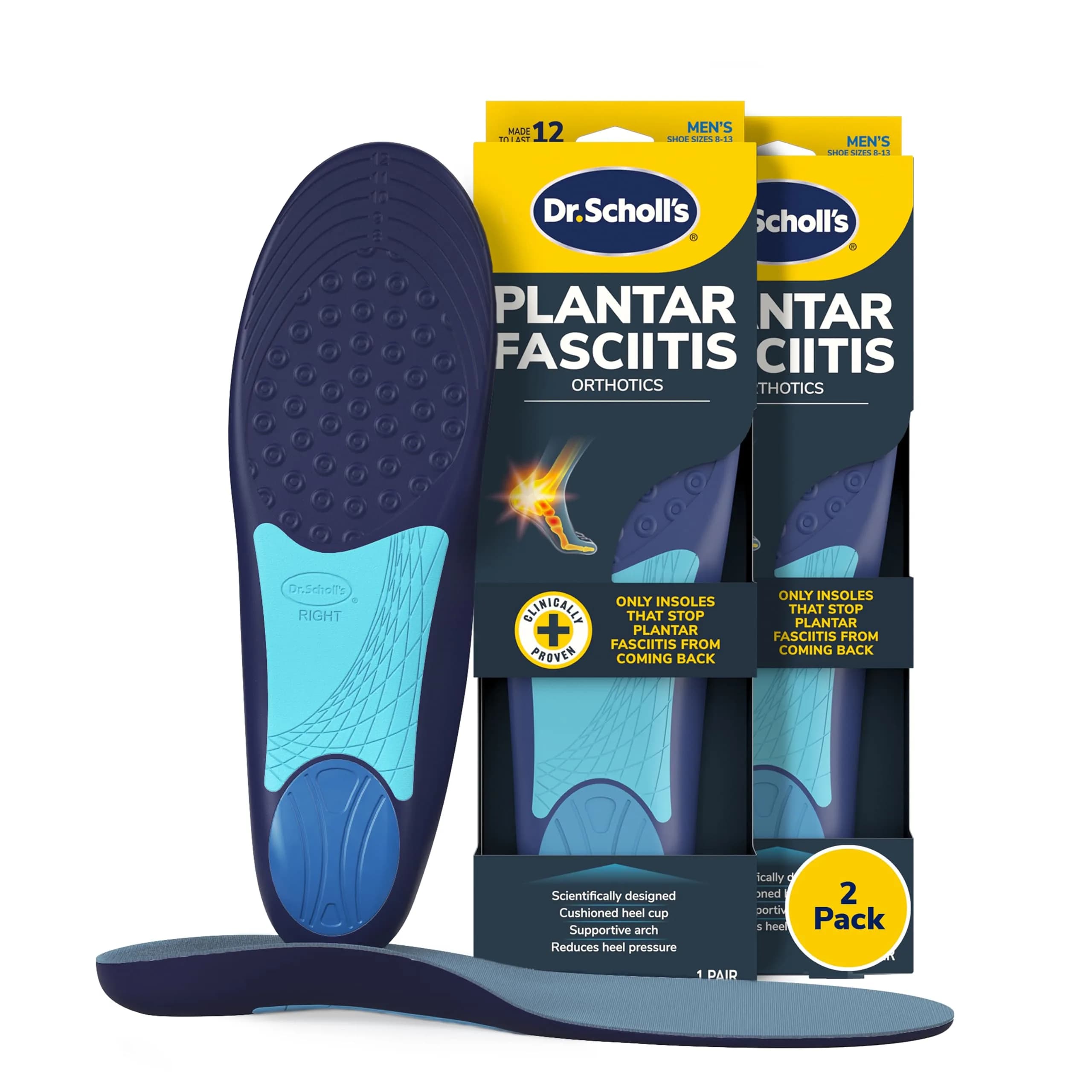 Dr. Scholl's Plantar Fasciitis Relief Orthotics for Men - Medium Arch Support, Cut to Fit for Heel Pain Relief - main product image
