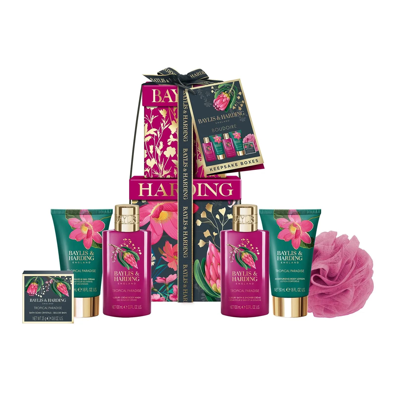 Baylis & Harding Boudoire Gift Set for Women | Tropical Paradise Fragrance, 6 Items, Vegan & Cruelty-Free