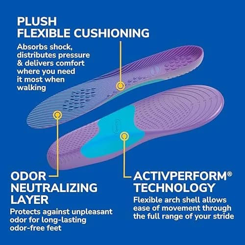 Dr. Scholl's Walk Longer Insoles for Women, Arch Support Shoe Inserts | Full-Length Foam Comfort & Odor Control thumbnail 5