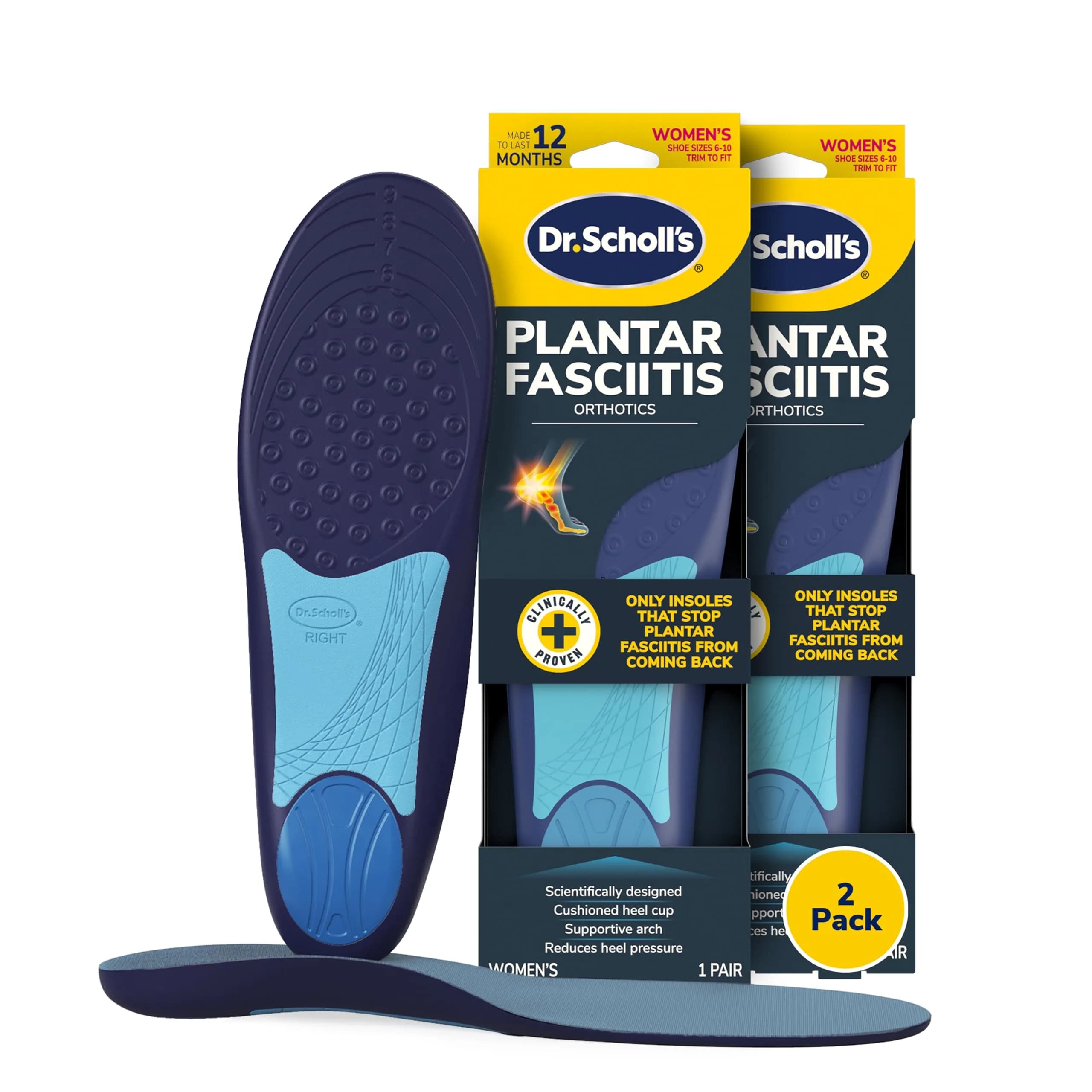 Dr. Scholl's Plantar Fasciitis Relief Orthotics for Women - Medium Arch Support, Cut-to-Fit Insoles - main product image