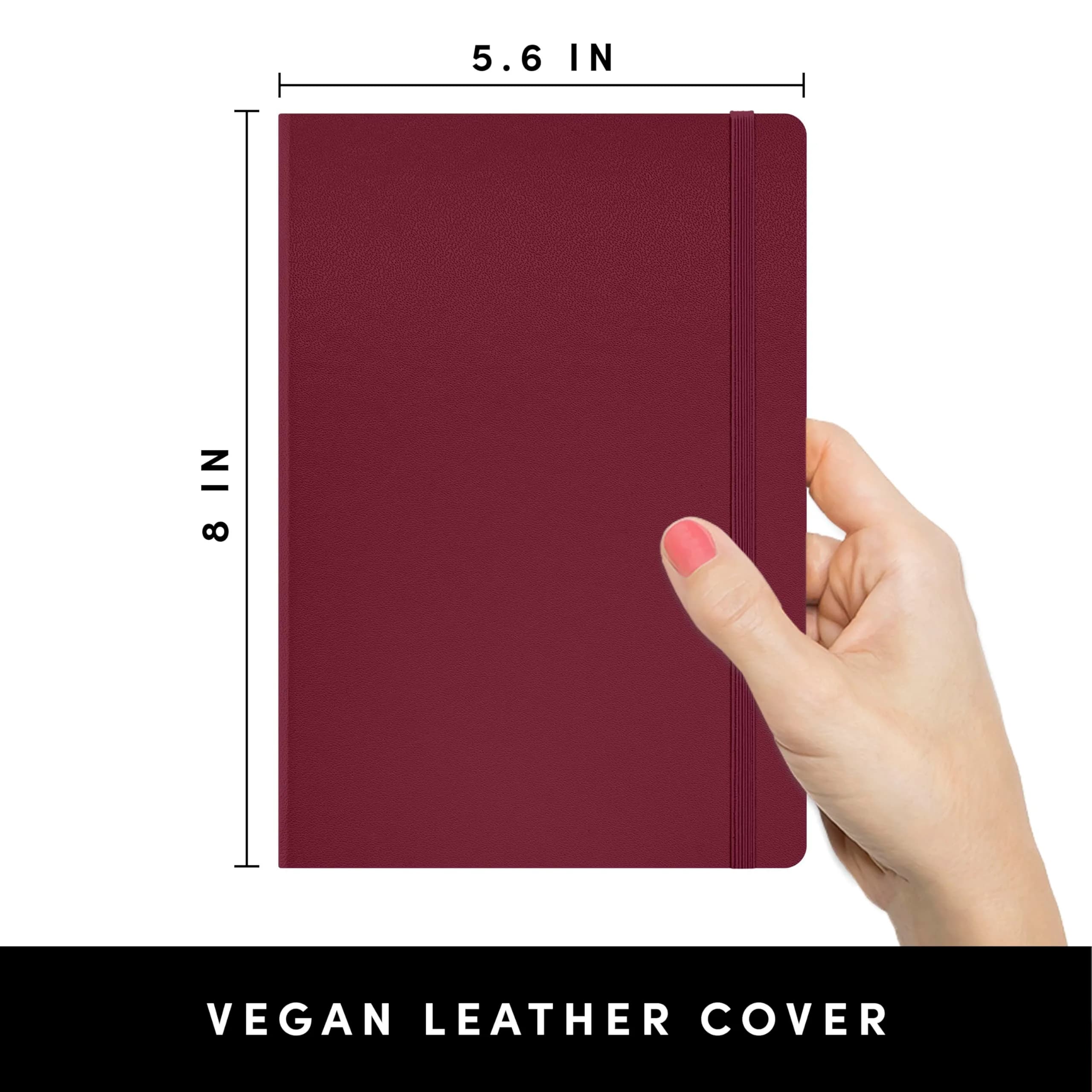 PAPERAGE Graph Paper Journal Notebook, Medium 5.6" x 8", 160 Pages, 100 GSM Thick Paper, Burgundy Hardcover - view 2