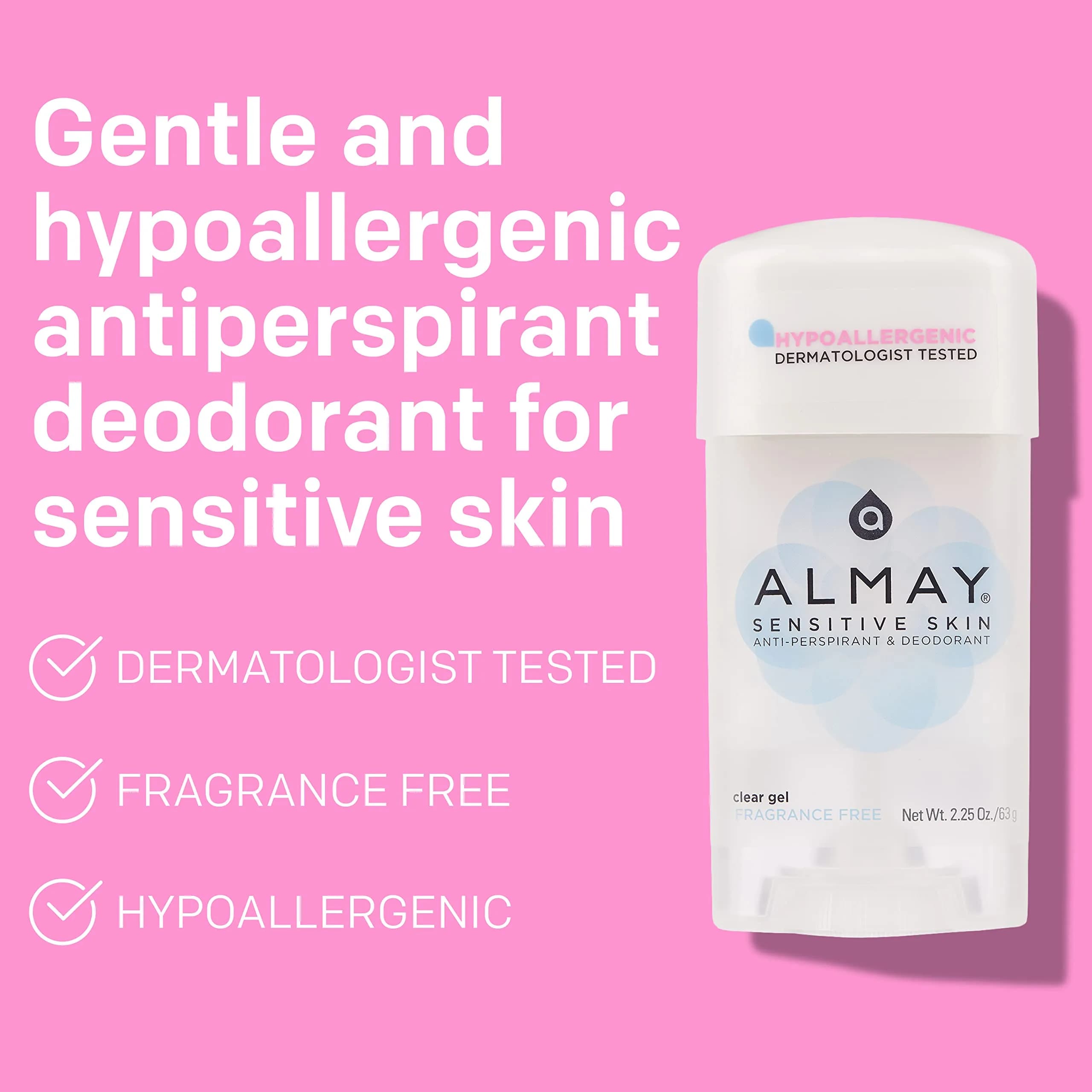 Almay Fragrance-Free Clear Gel Antiperspirant Deodorant for Women, Pack of 2, 2.25 oz Each | Hypoallergenic - view 2