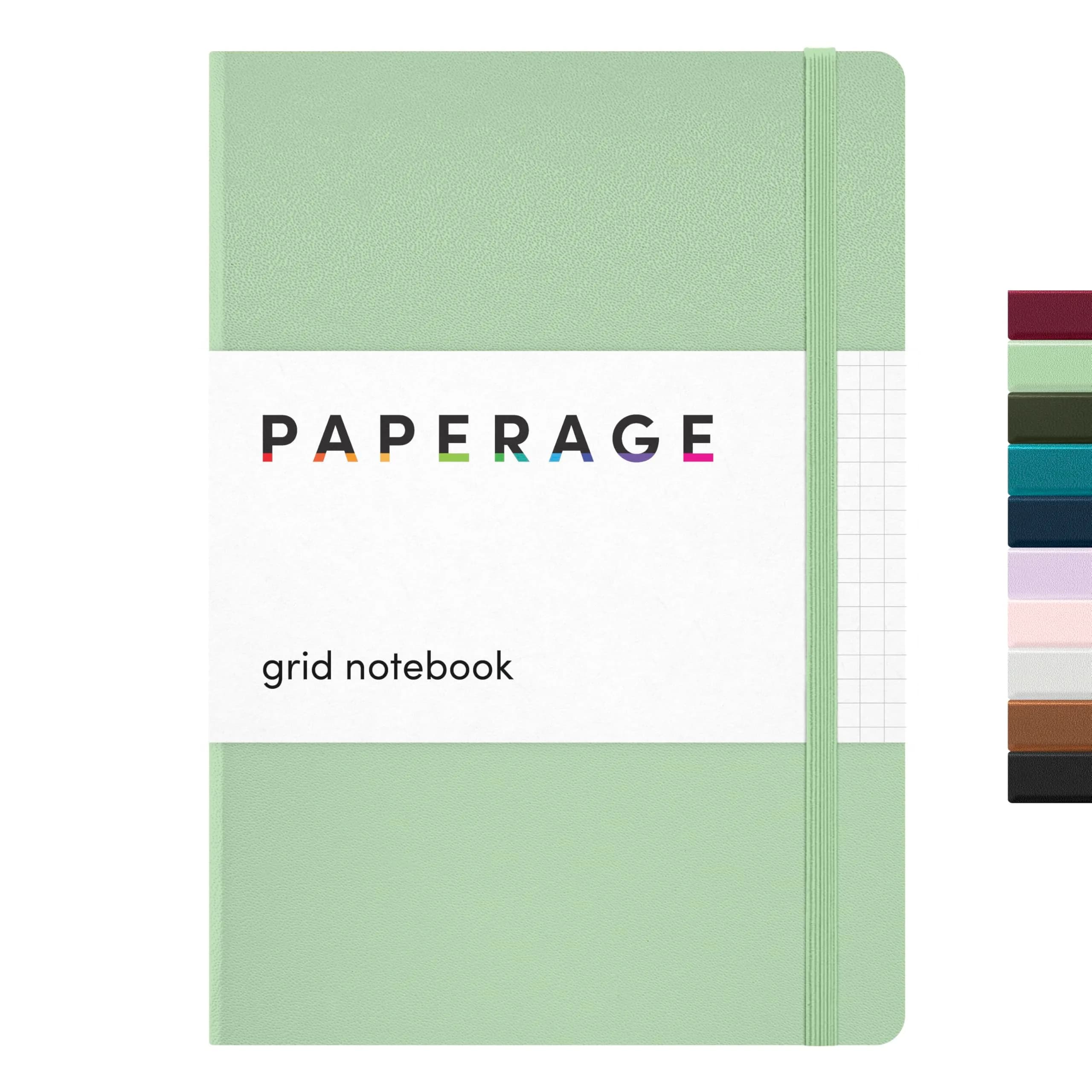 PAPERAGE Graph Paper Journal Notebook, Sage Green, 160 Pages, Medium 5.6 in x 8 in | Acid-Free 100 GSM Thick Paper - main product image