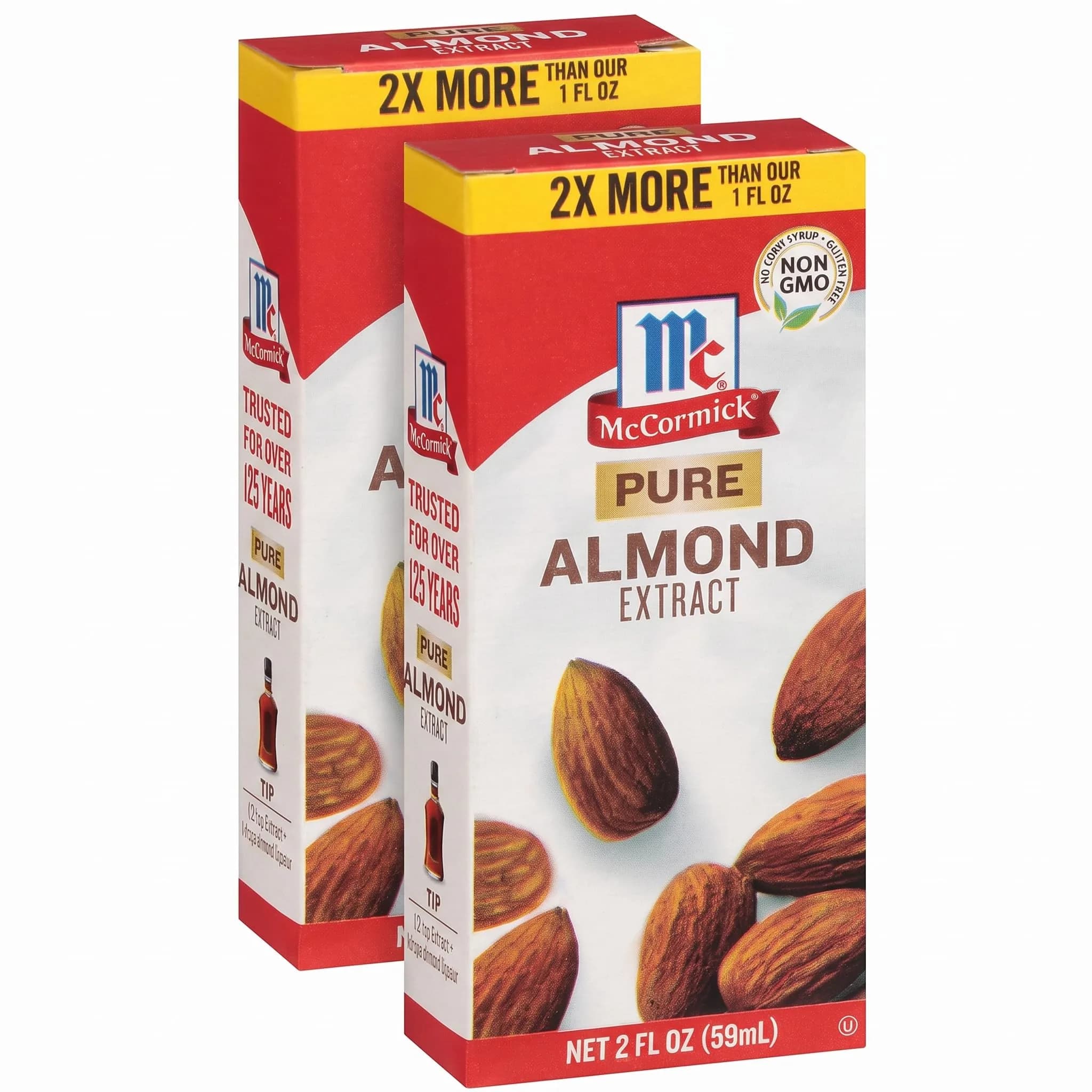 McCormick Pure Almond Extract 2 fl oz | Gluten-Free, Non-GMO, Vegan (Pack of 2) — 2 fl oz