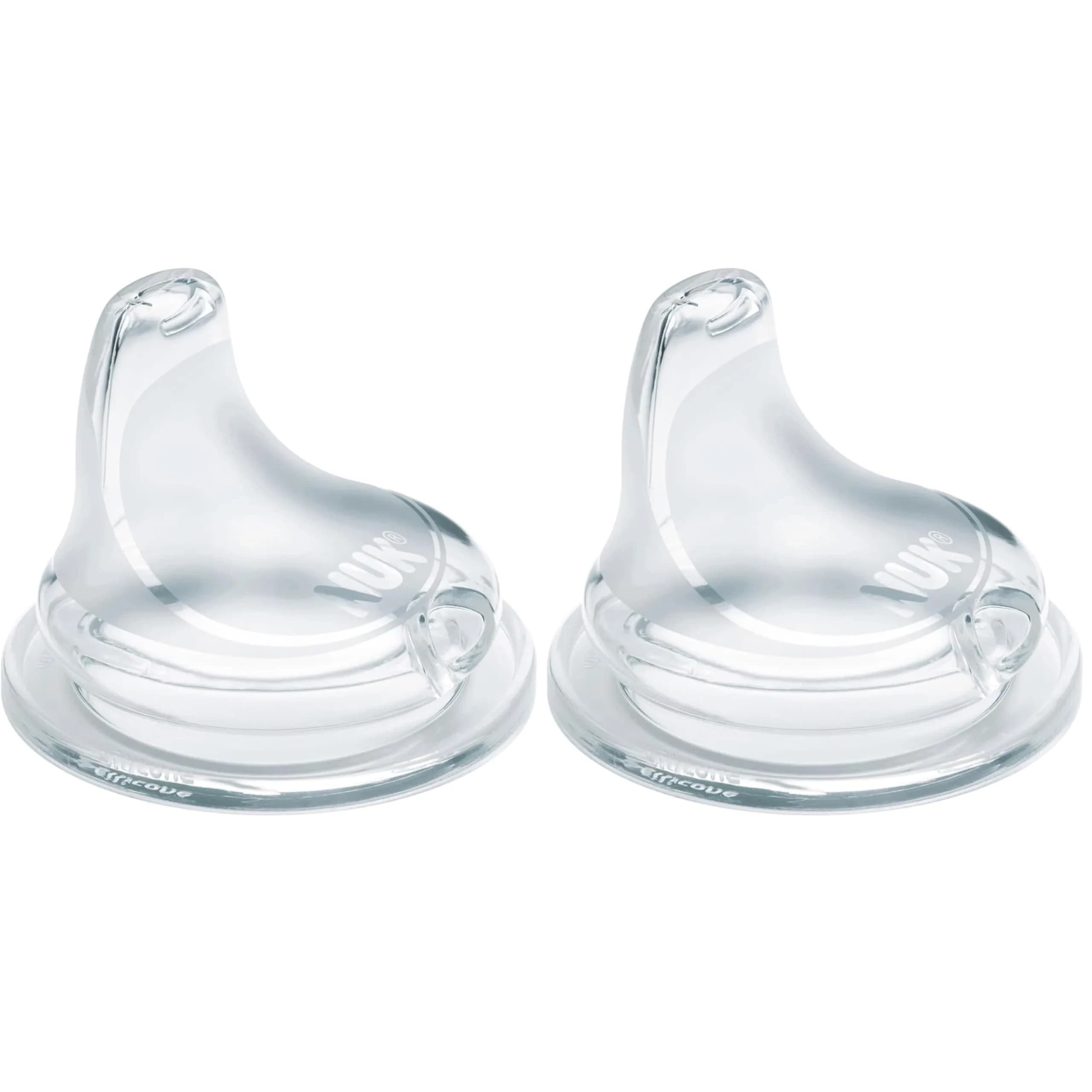 NUK Replacement Silicone Spout for Select NUK Cups, Spill-Proof, Soft Spout, BPA-Free, Clear, Pack of 2 | 6-12 Months