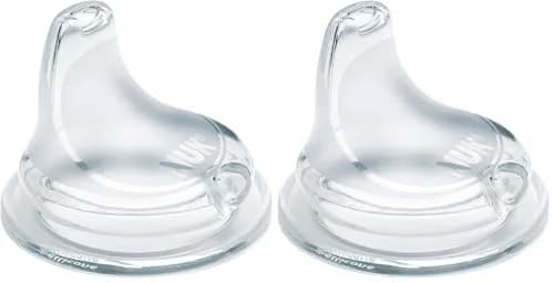 NUK Replacement Silicone Spout for Select NUK Cups, Spill-Proof, Soft Spout, BPA-Free, Clear, Pack of 2 | 6-12 Months thumbnail 1