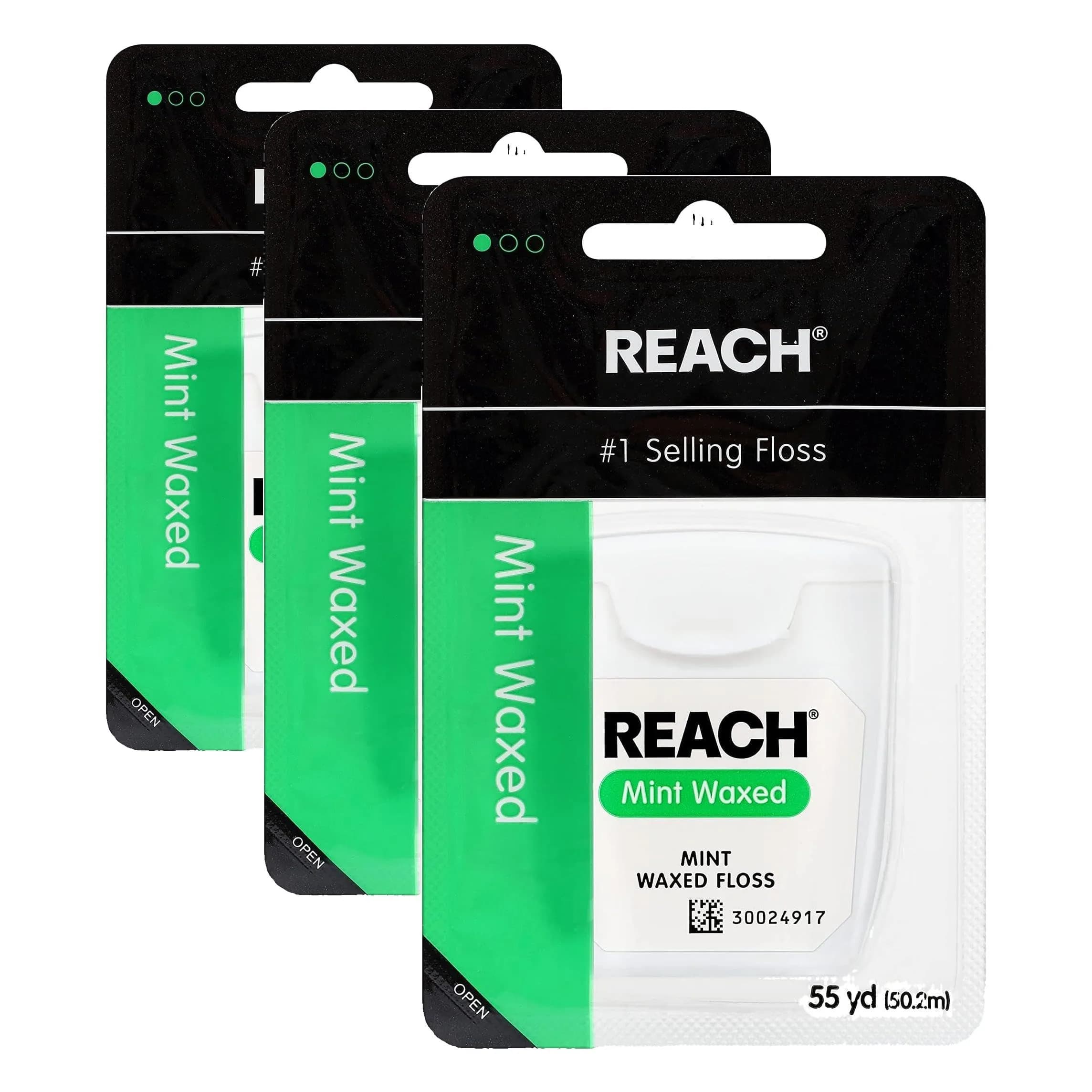 REACH Waxed Mint Dental Floss (495 ft / 165 yd Total) | Shred Resistant, PFAS-Free, Dentist Recommended