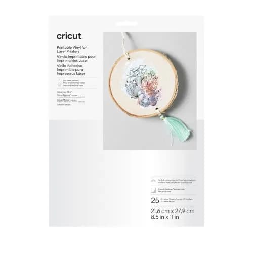 Cricut Vinyl Sticker Paper 25 Sheets | Printable Vinyl for Laser Printers, 8.5x11, White thumbnail 1