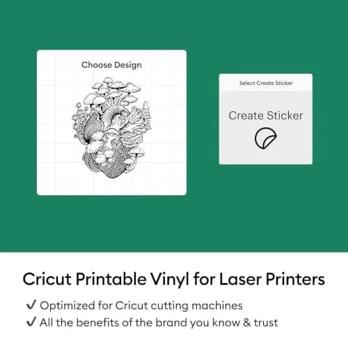 Cricut Vinyl Sticker Paper 25 Sheets | Printable Vinyl for Laser Printers, 8.5x11, White thumbnail 6