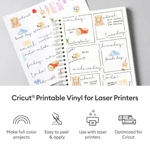 Cricut Vinyl Sticker Paper 25 Sheets | Printable Vinyl for Laser Printers, 8.5x11, White thumbnail 3