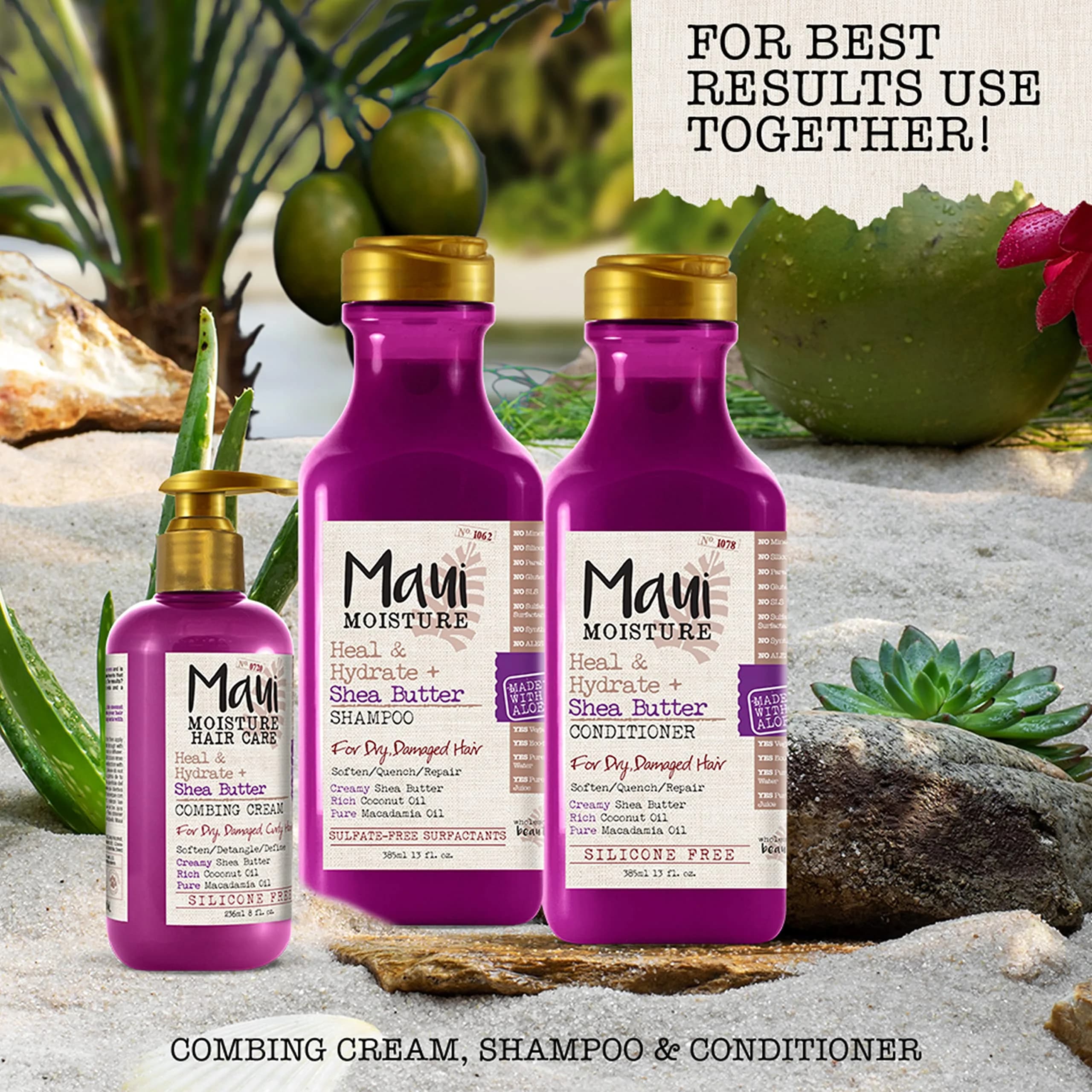Maui Moisture Heal & Hydrate + Shea Butter Shampoo 750ml (26 fl oz) | Deeply Moisturizes Tight Curly Hair - view 8