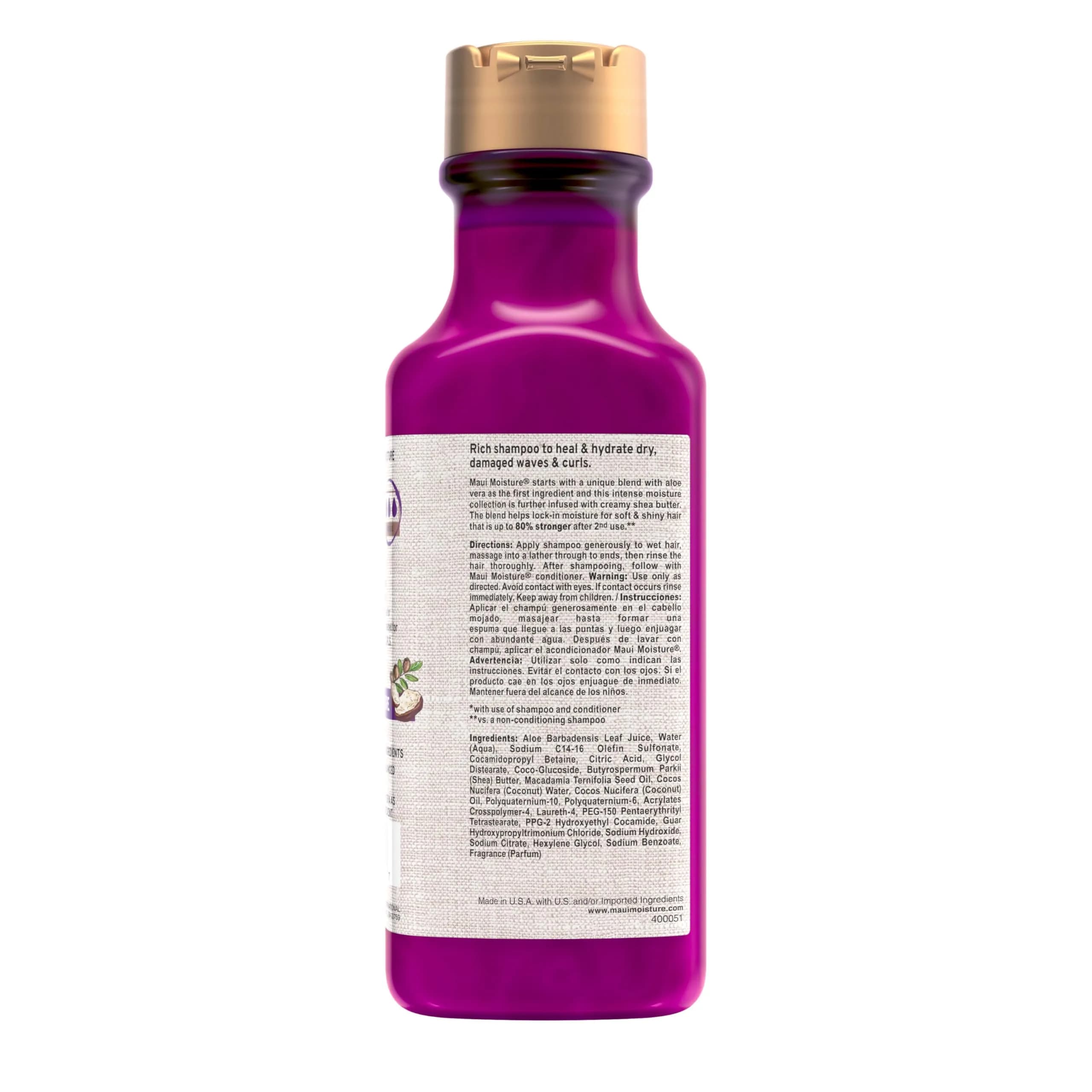 Maui Moisture Heal & Hydrate + Shea Butter Shampoo 750ml (26 fl oz) | Deeply Moisturizes Tight Curly Hair - view 9