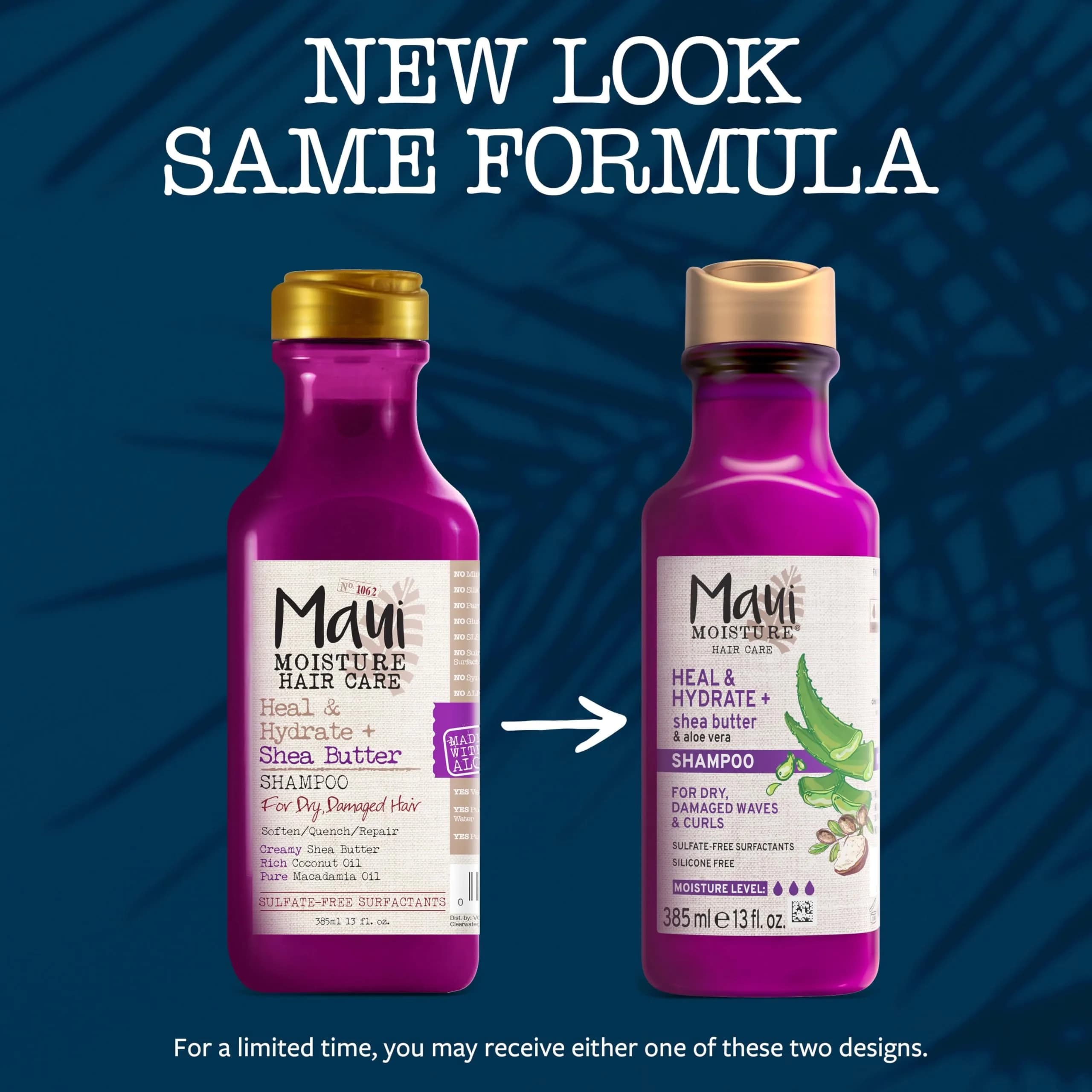Maui Moisture Heal & Hydrate + Shea Butter Shampoo 750ml (26 fl oz) | Deeply Moisturizes Tight Curly Hair - view 2