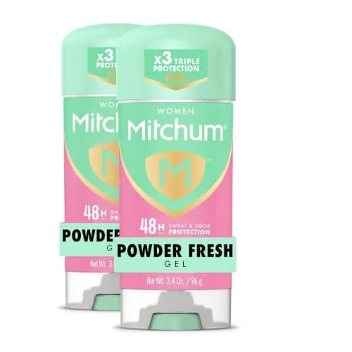 Mitchum Women’s Antiperspirant Deodorant Gel Stick, Powder Fresh, 3.4 oz | 48HR Sweat & Odor Protection thumbnail 1