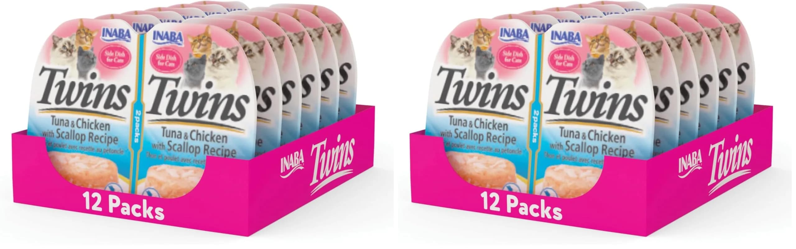 INABA Twins for Cats Tuna & Chicken with Scallop Recipe, 29.52ml (1.23 Fl Oz) per Serving | Hydrating Low-Calorie Cat Treat