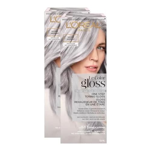 L'Oreal Paris Le Color Gloss One Step In-Shower Toning Hair Gloss, Silver, 4 Fl Oz (Pack of 2) | Neutralizes Brass & Boosts Shine thumbnail 1