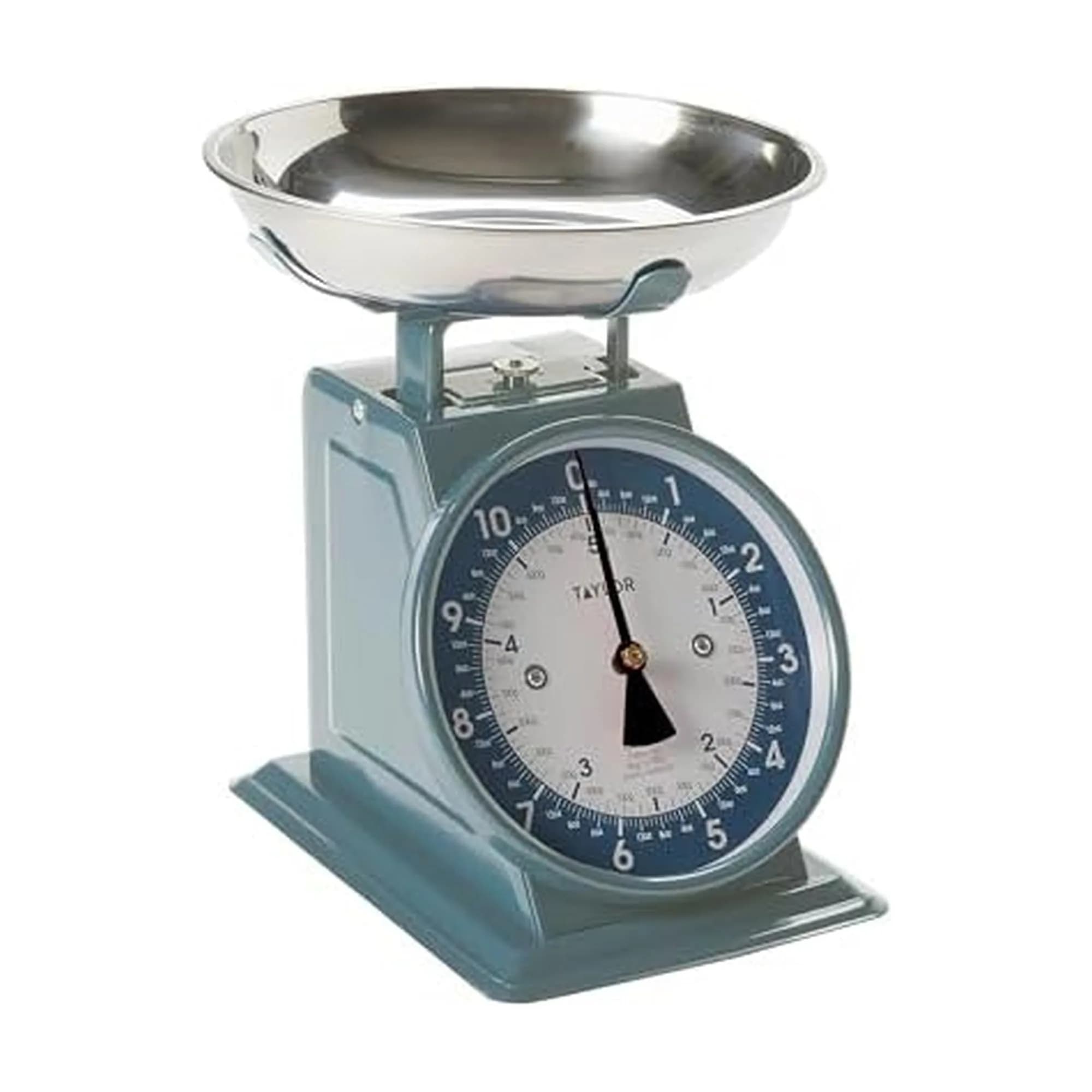 Taylor Vintage Mechanical Kitchen Scale 2.5kg (5.5 lb) Storm Blue | Large Easy-Read Dial, Removable Bowl