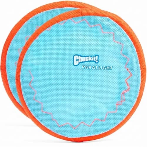 Chuckit! Paraflight Flying Disc Dog Toy - Water Floating Flyer - Durable Nylon with Rubber Edges - Small Size thumbnail 1