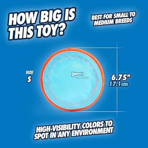 Chuckit! Paraflight Flying Disc Dog Toy - Water Floating Flyer - Durable Nylon with Rubber Edges - Small Size thumbnail 3