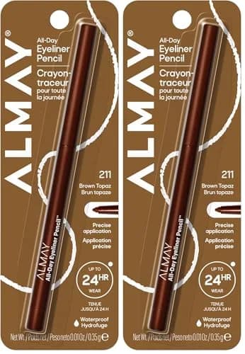 Almay All-Day Eyeliner Pencil, 211 Brown Topaz - Pack of 2, Waterproof Matte Finish thumbnail 1