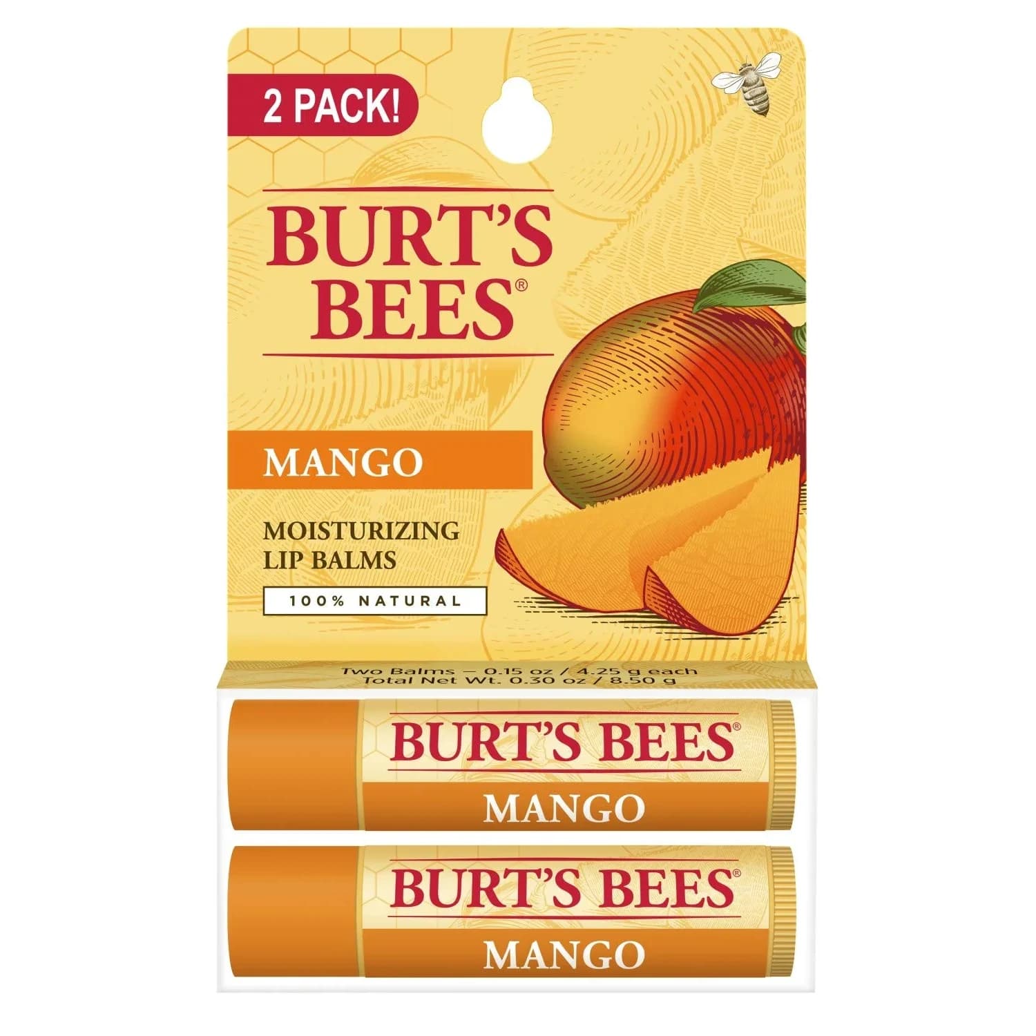 Burt's Bees Mango Lip Balm 0.15 oz (0.44 ml) | Natural Origin Conditioning Treatment — 망고